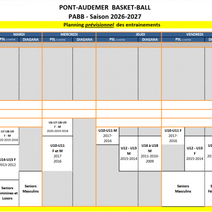 planning entrainement